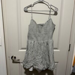 Grey and white striped romper from American Eagle